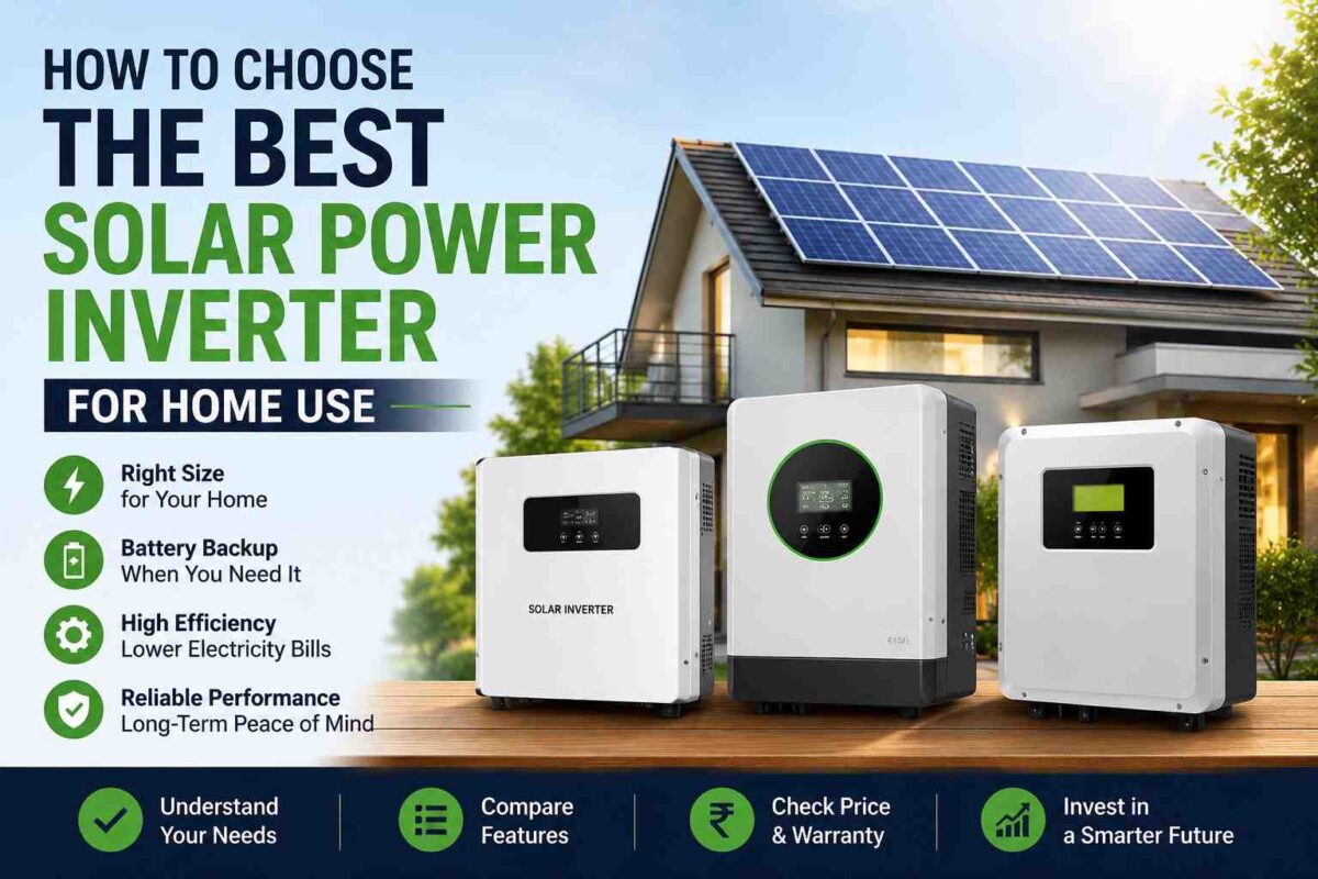 Modern home with rooftop solar panels and solar inverters illustrating how to choose the best solar power inverter for home use.