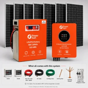 4.2kVA Off-Grid Hybrid Solar System with Grid Assist, 9.6kWh LFP Battery & 3kW Solar Panels