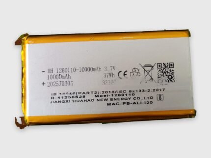 HH 1260110 3.7V 10000mAh lithium polymer LiPo rechargeable battery, 37Wh