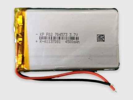KP F02 704573 3.7V 4500mAh LiPo rechargeable battery with red and black wire leads