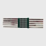 Five-piece 1S 3.7V lithium-ion battery protection PCB panel with pre-fitted metal strips.