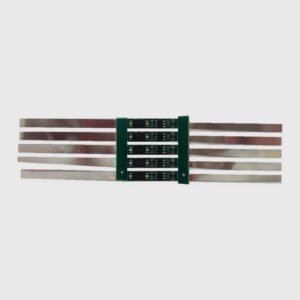 Five-piece 1S 3.7V lithium-ion battery protection PCB panel with pre-fitted metal strips.