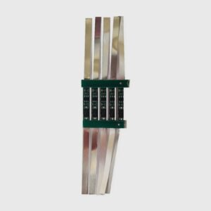 Five-piece 1S 3.7V lithium-ion battery protection PCB panel with ten pre-fitted metal strips.