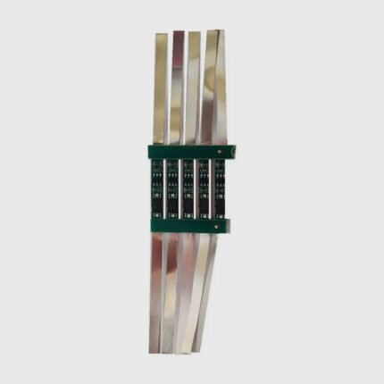 Five-piece 1S 3.7V lithium-ion battery protection PCB panel with ten pre-fitted metal strips.