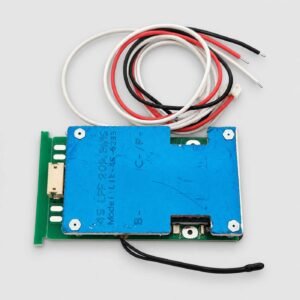 EIK-4S-6235 4S 20A LiFePO4 BMS with blue protective casing, five-wire sensing harness, connector, bare leads and temperature sensor.