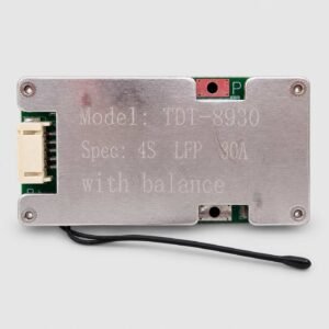 TDT-8930 4S 30A LiFePO4 BMS with cell balancing, metal protective casing, balance connector and temperature-sensor lead.